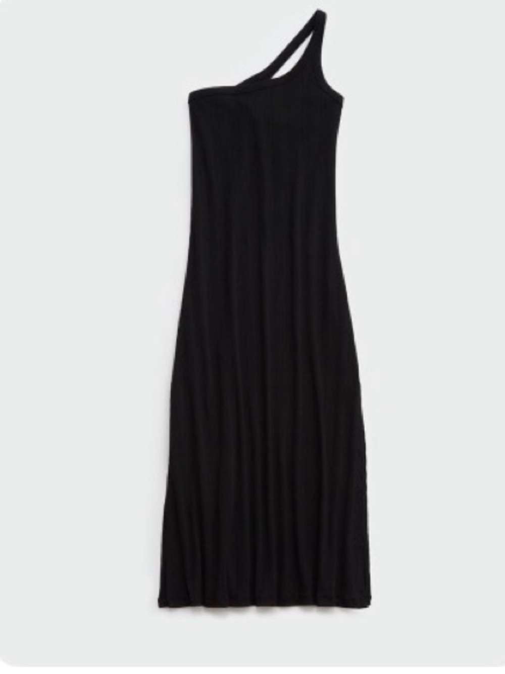 size xs aerie one shoulder black ribbed double lined maxi dress